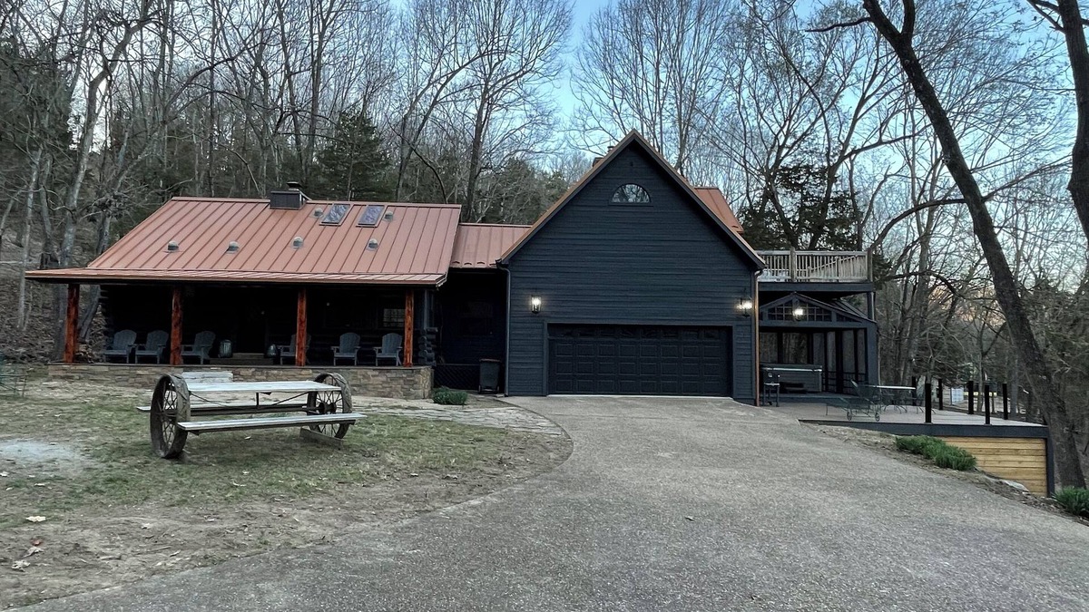 Garfield House | Beaver Lake Log Cabin, Lakefront on 6 Private Acres, 6 Person Hot Tub & Firepit