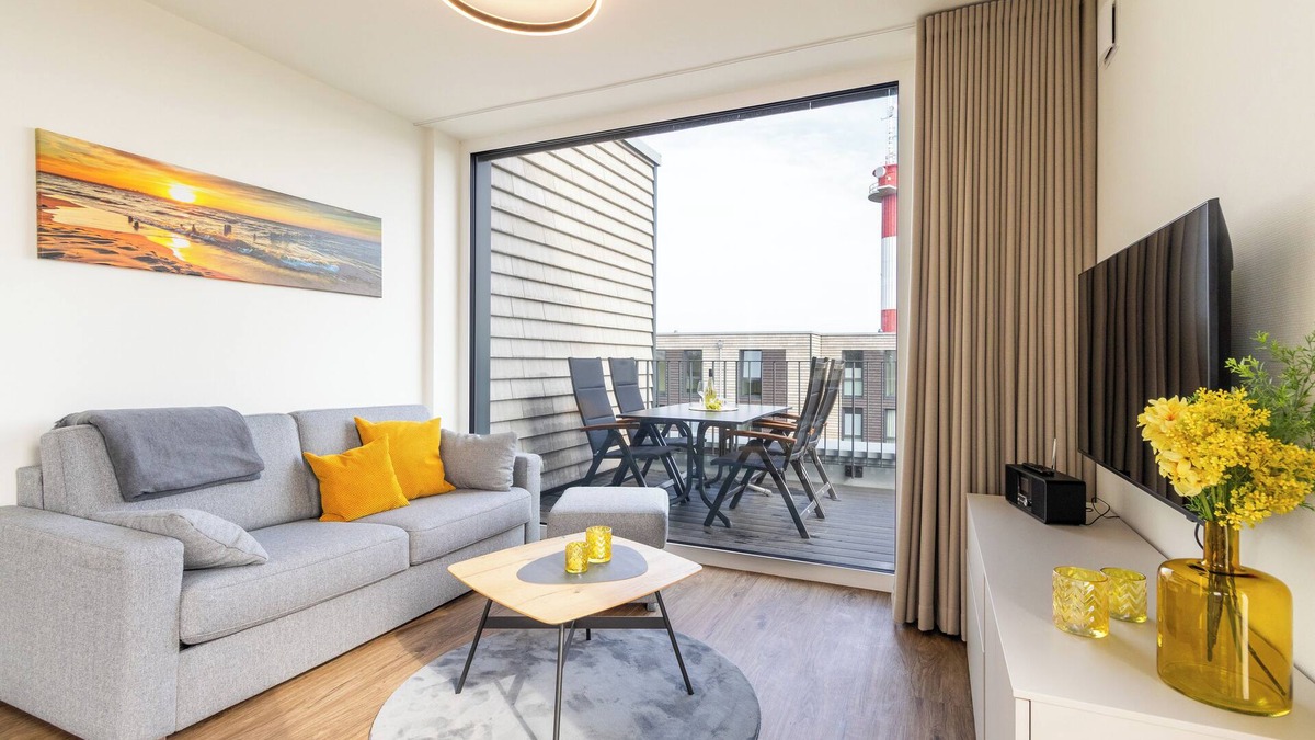 Marienleuchte Apartment | BeltBlick 24 - Roof terrace. Sea view. Sauna. Design.