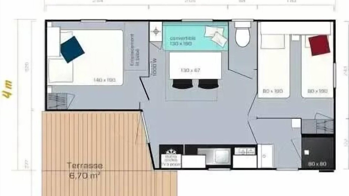 Lesperon House | Bifolia Camping Lou Payou * - MH 4/6p Loggia compact 6 people