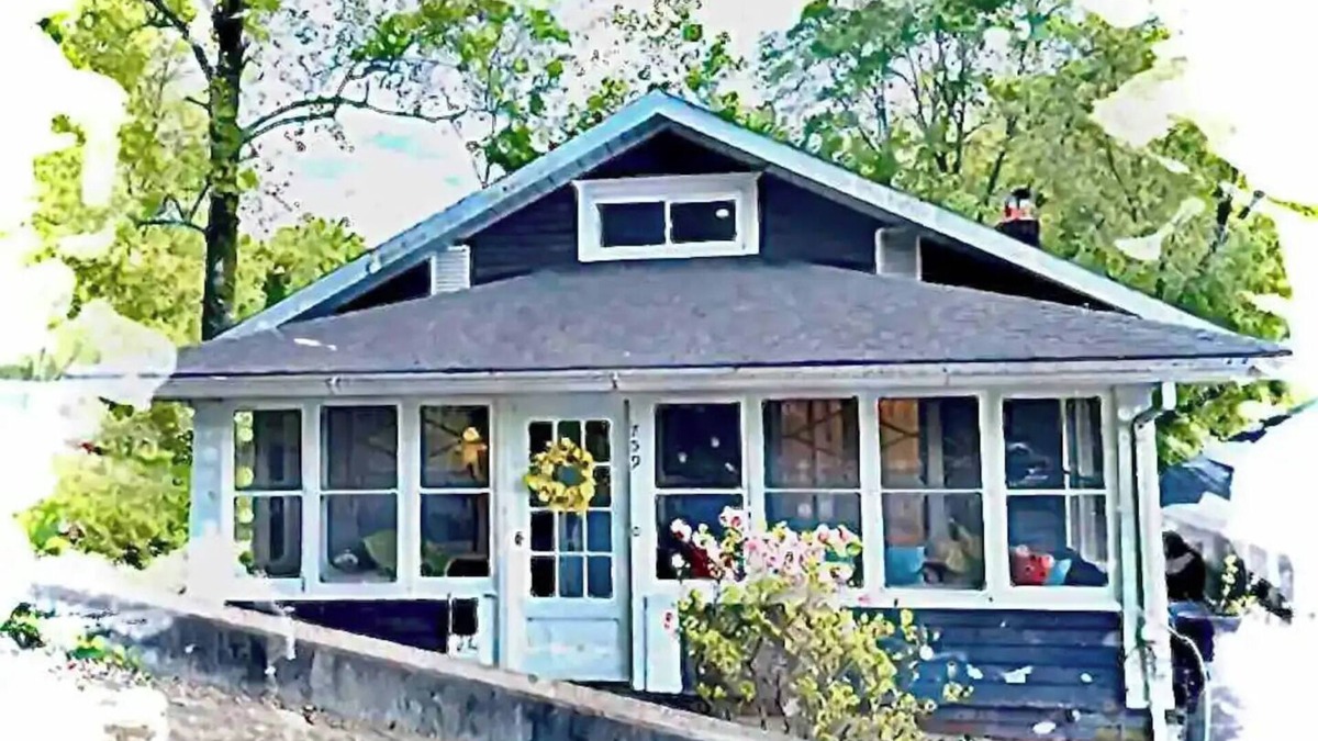 French Lick House | Bird's Eye View- Bungalow with Screened-in Porch and Fireplace