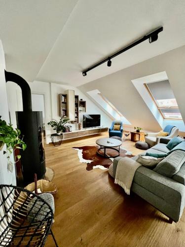 Banska Bystrica Apartment | BL - The Penthouse, 24hr Self Check-in, 2 Bedrooms, Fireplace, AC, Panoramic View from main Balcony, 3-minute walk to City Center