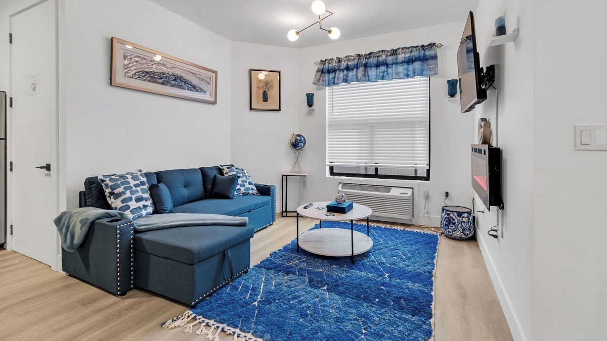 Elizabeth Apartment | Blue Bliss 2BR 2BTH with Indoor Pool, FREE Parking, Near NYC & EWR Airport