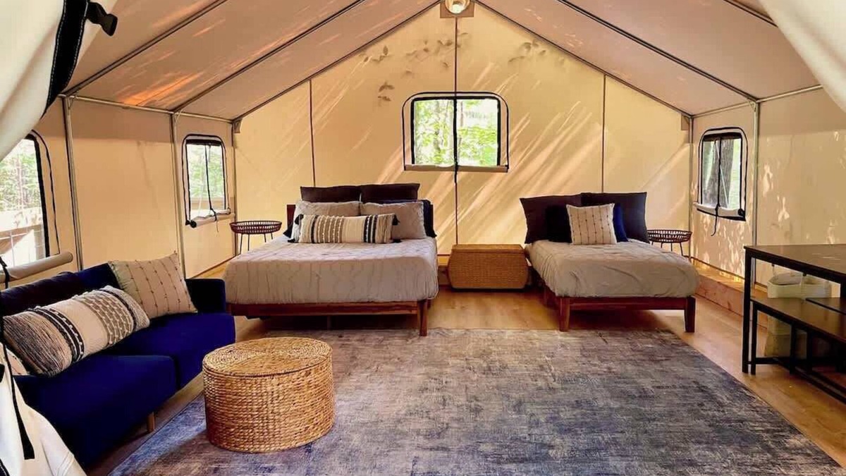 Primrose RV Rental | Blue Heron's Nest-Glamping Tent in the Gorge w/AC