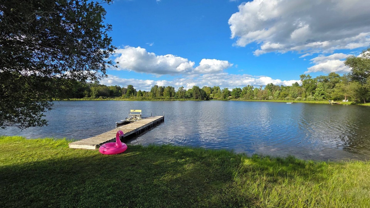 Evart House | Brand New Barndominium on 40 Acres with Private Lake