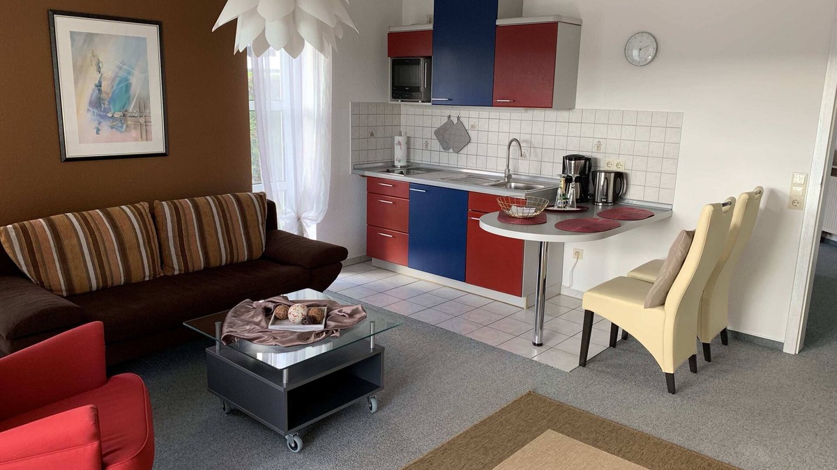 Bad Bocklet Apartment | Bright apartment (48 sqm) for up to 4 people with terrace and view over the Saale valley
