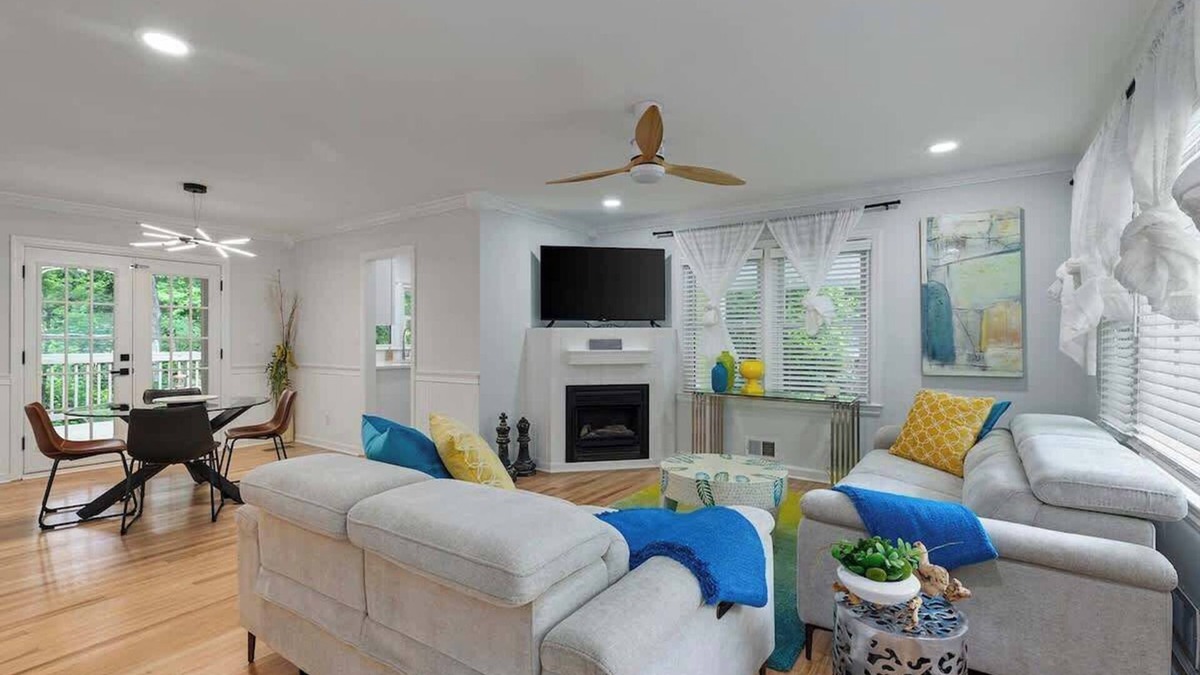 Chamblee House | Bright, Stylish Tranquil Hideaway with Cozy Porch Swing
