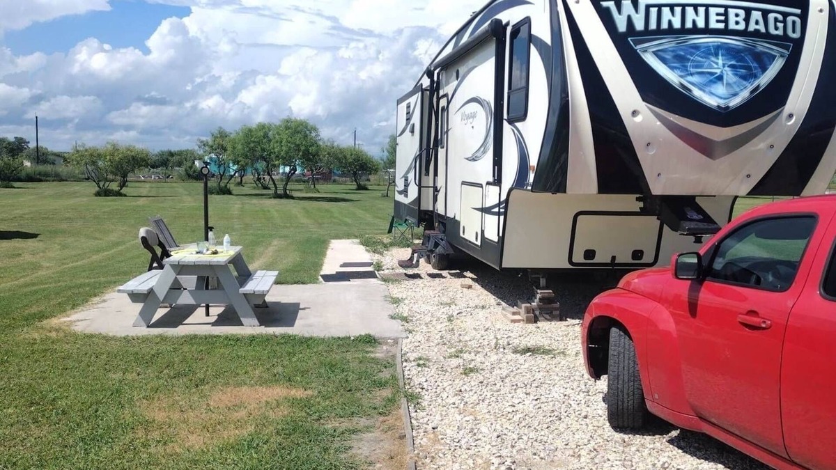 Rockport RV Rental | BRINGYOUROWNPARTY Set up camp across from a public beach and walk to heaven