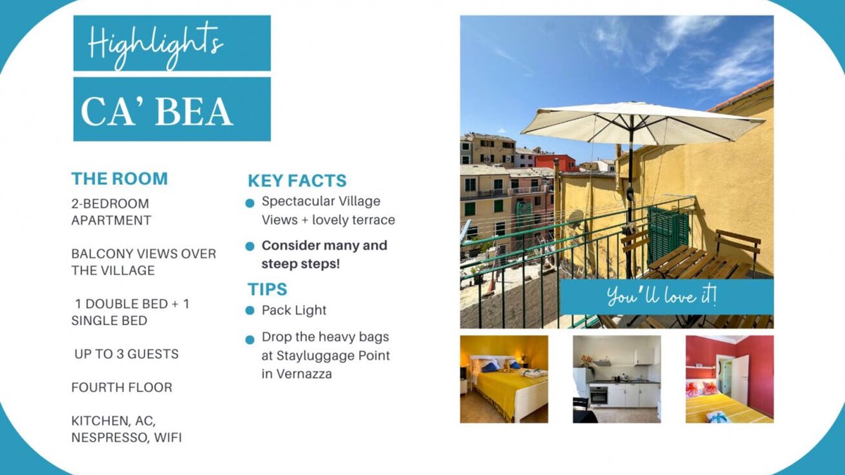 Vernazza Apartment | Ca' Bea with AC and Terrace