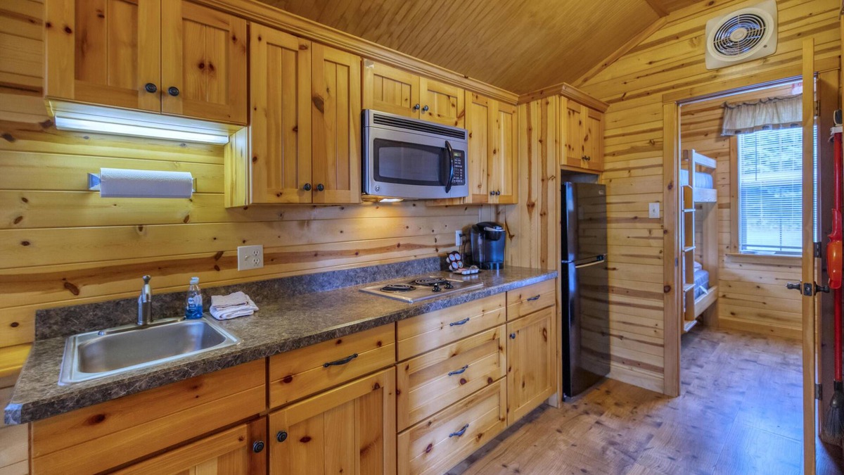 Dickerson Run Cabin | Cabin 10 - The beautiful pine tongue groove interior will not disappoint even the most meticulous.