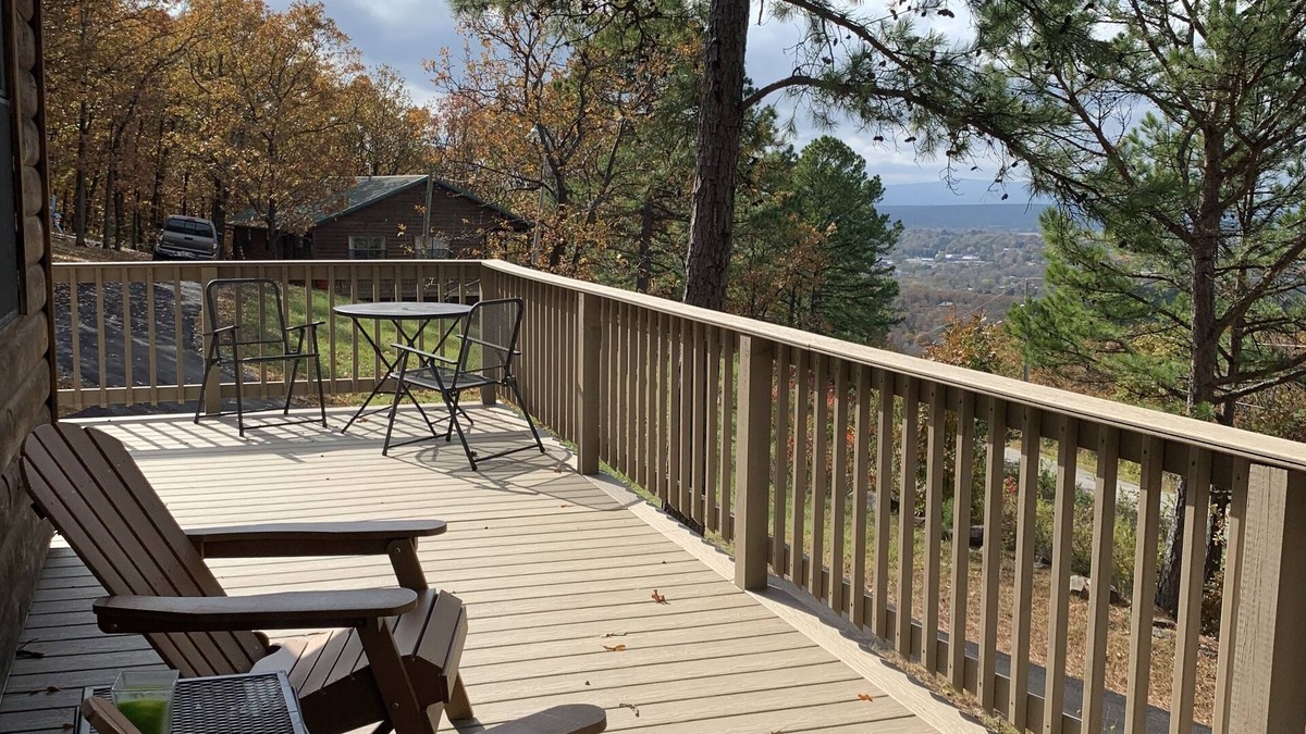 Heavener Cabin | Cabin at Runestone Hideaway just steps from Heavener Runestone Park.