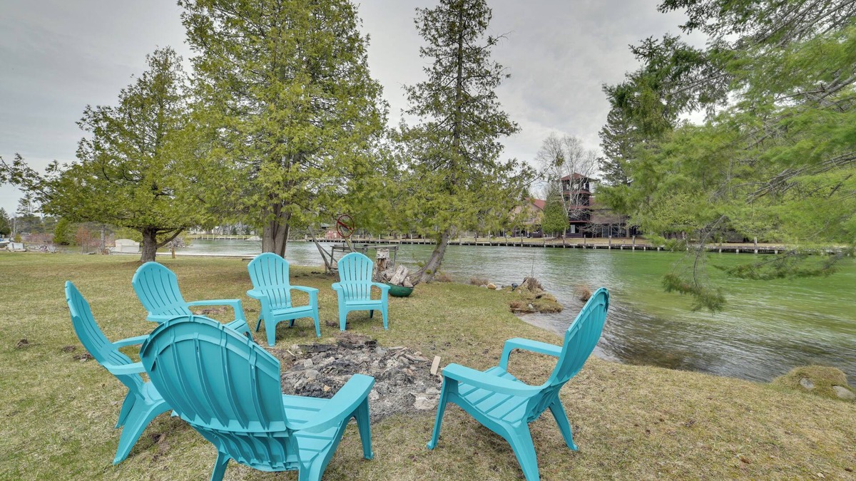 Cheboygan Cabin | Cabin on Inland Waterway River w/Boat Dock!