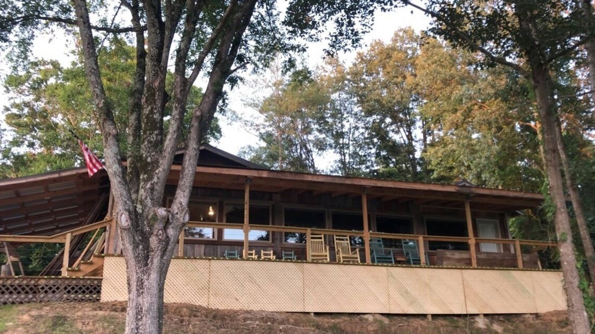 Marianna Cabin | Cabin with 40 ft porch overlooking a pond.