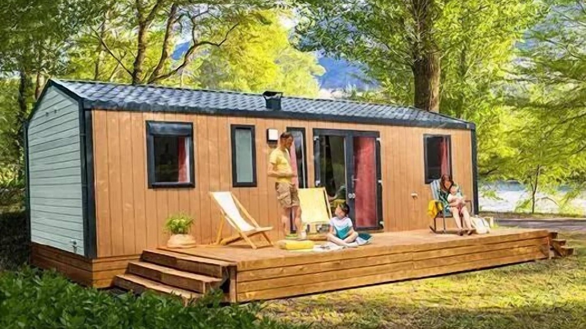 Pont-de-Poitte House | Camping Les Pêcheurs* - Mobile Home Family Plus 4 Rooms 6/7 People Air-conditioned