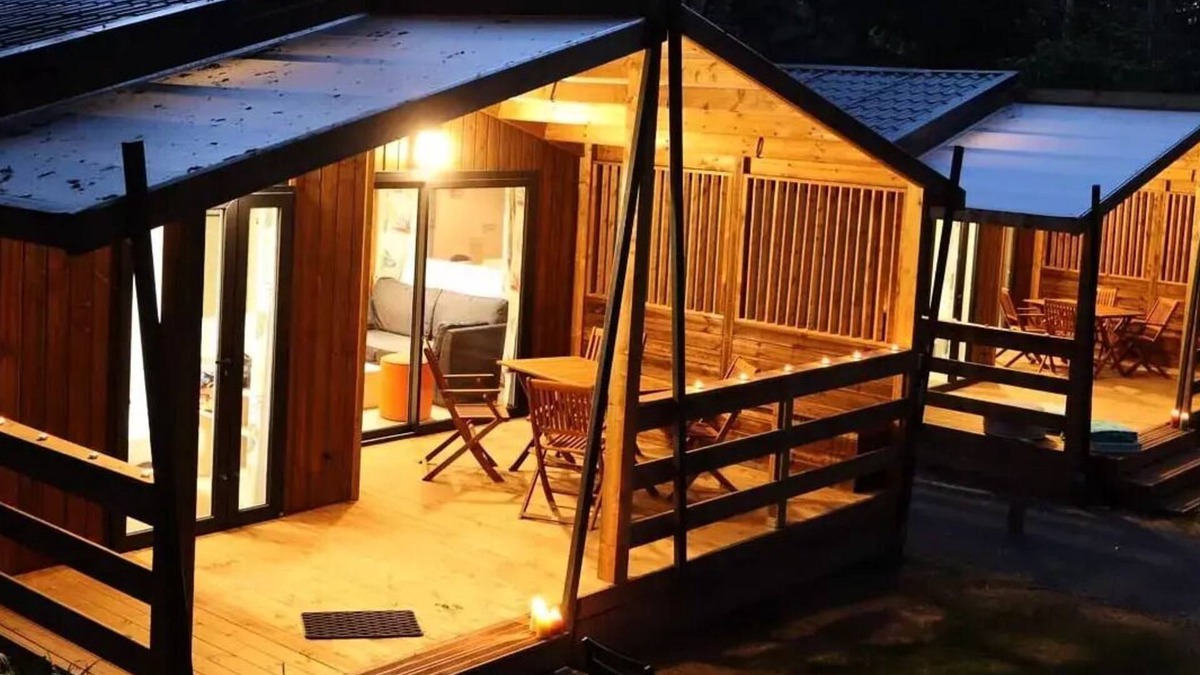 Nabirat Ski Chalet | Camping Ushuaïa Villages les Pialades * - Chalet Mimosa - 47 m² with covered terrace - 2 bedrooms for 4 people