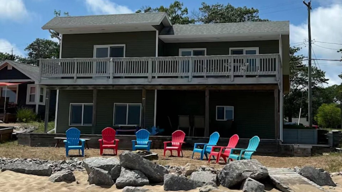 Oscoda House | Casa Playa - Lakefront Escape with Private Sugar Sand Beach, Game Room, Sleep 8