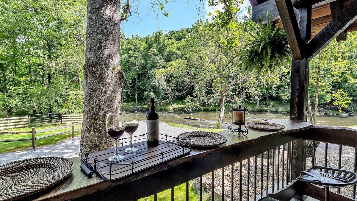 Waynesville Cabin | CastAway Waterfront Rustic Cabin Very Private With Outdoor Cabana