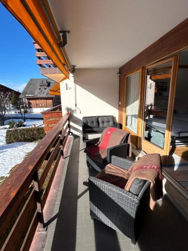 Villars-sur-Ollon Apartment | Central flat in Villars sur Ollon, Amethyste, for 4, with two double beds, balcony and 75m to ski-train