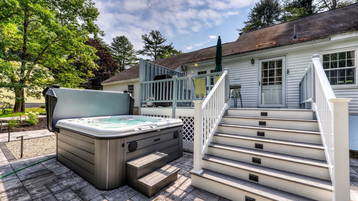 Kennebunk House | Charming home with deck, crib, yard, 5-person hot tub - 1 dog OK, walk to beach