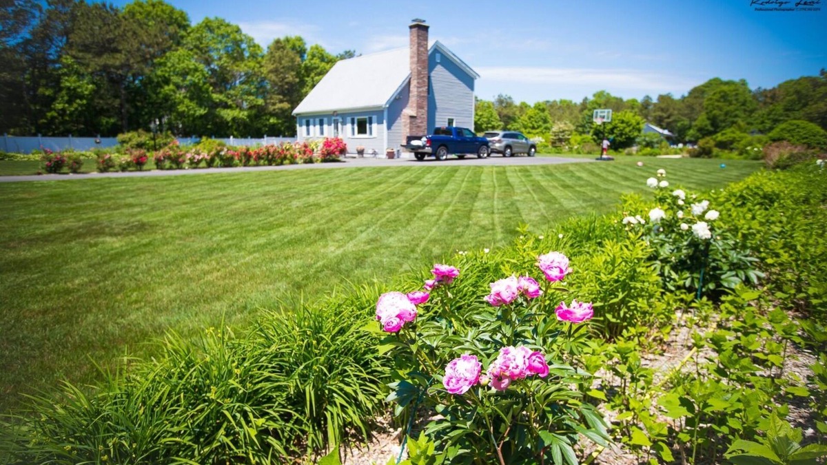 East Falmouth House | Cheerful residential home with beautiful outside area with heat swimming pool.