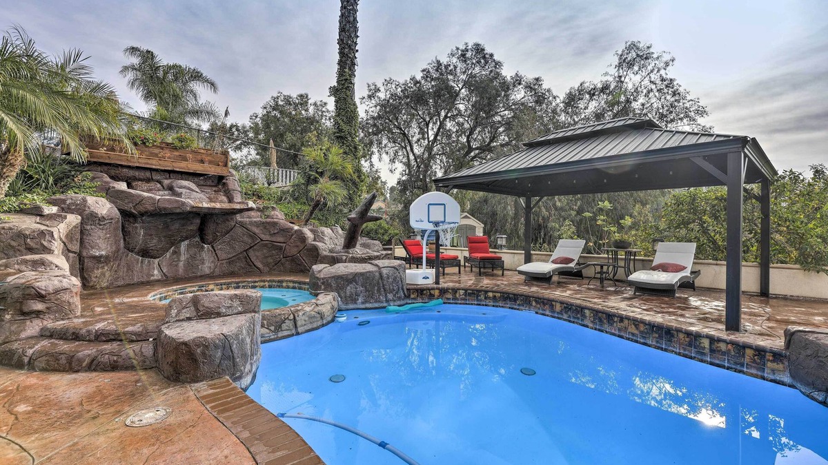 East Whittier House | Chic Whittier Oasis: Private Pool, Hot Tub & Grill