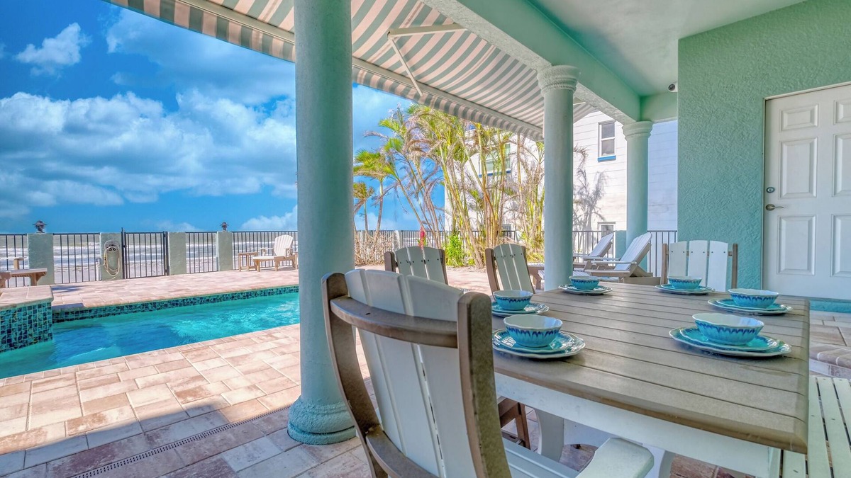 Indian Rocks Beach House | COASTAL BREEZE. a Direct Gulf Front LUXURY BEACH HOUSE with Pool and Spa
