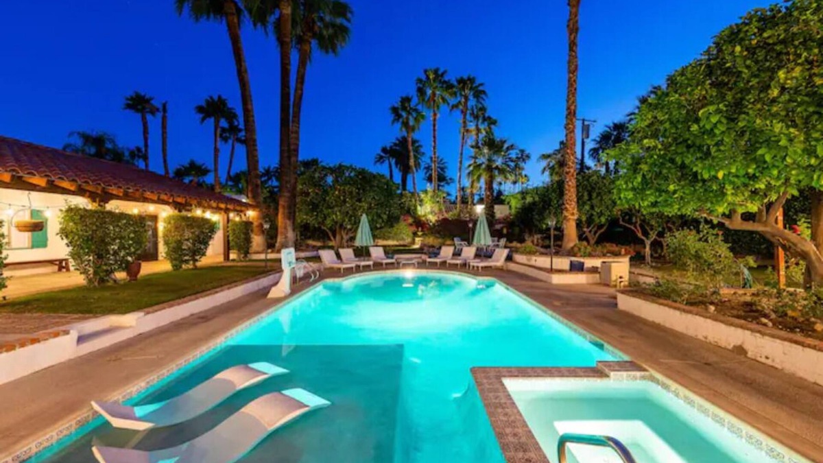 Old Las Palmas House | Colonial Spanish retreat in Old Las Palmas sleeps 8 pool, private lush gardens
