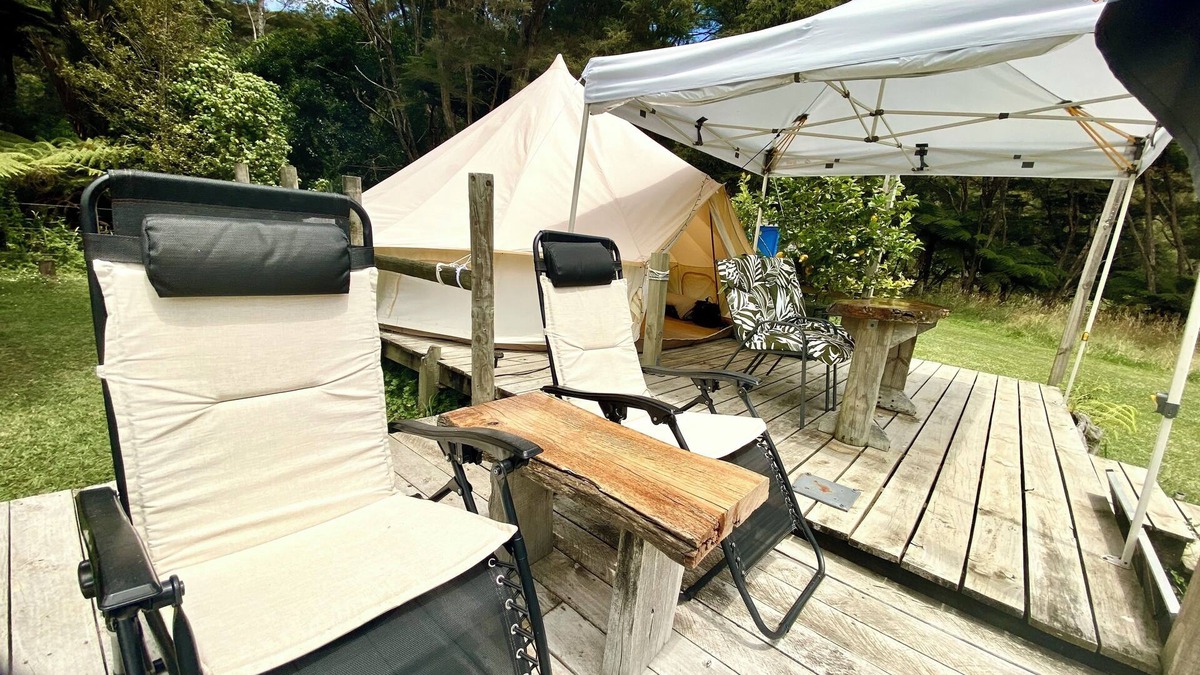 Coroglen RV Rental | Coro Camping nGlamping in nature. Totally private with own bush clad river pool