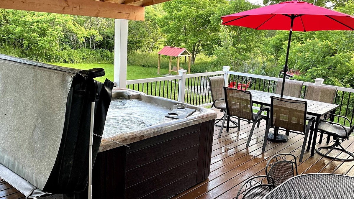 Little Valley House | Covered Deck with Tub on 200 acres; 10 min from Ellicottville/Holiday Valley
