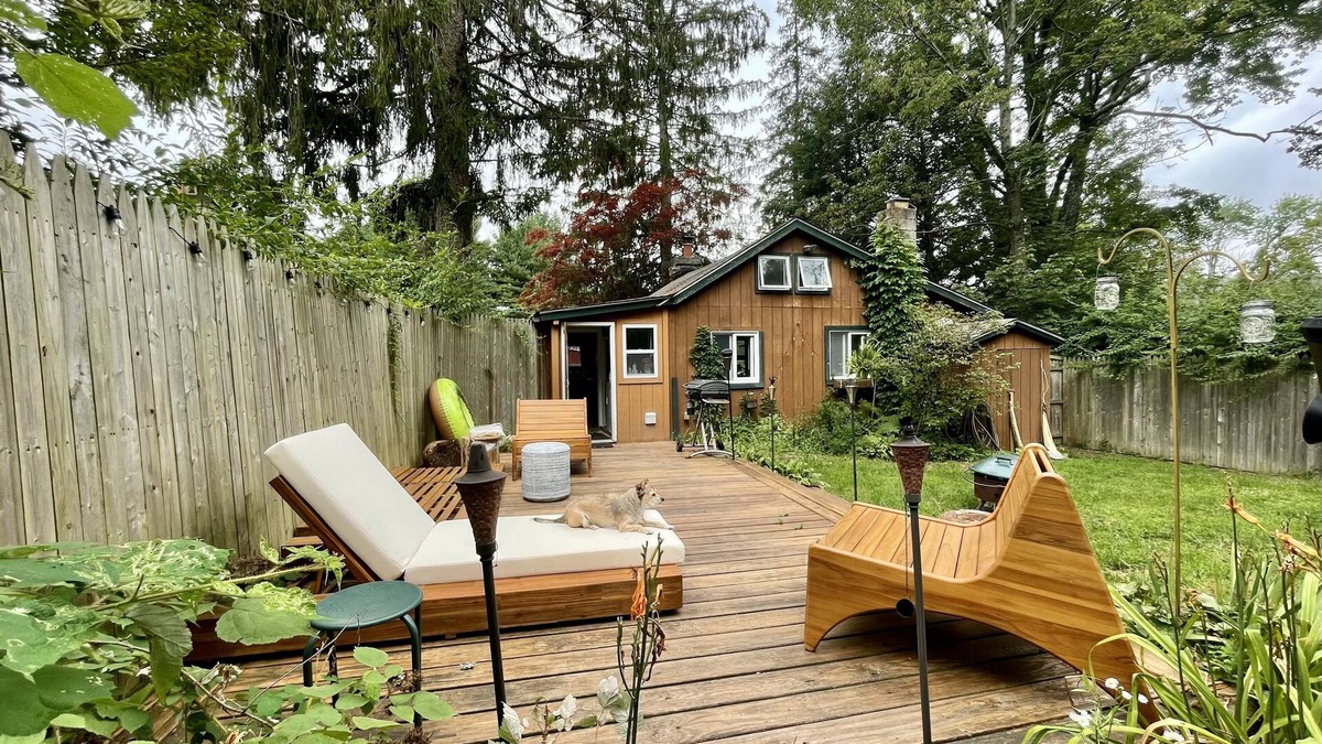Carmel Cabin | Cozy cabin with deck and fireplace steps from White Pond Lake. Dog friendly.
