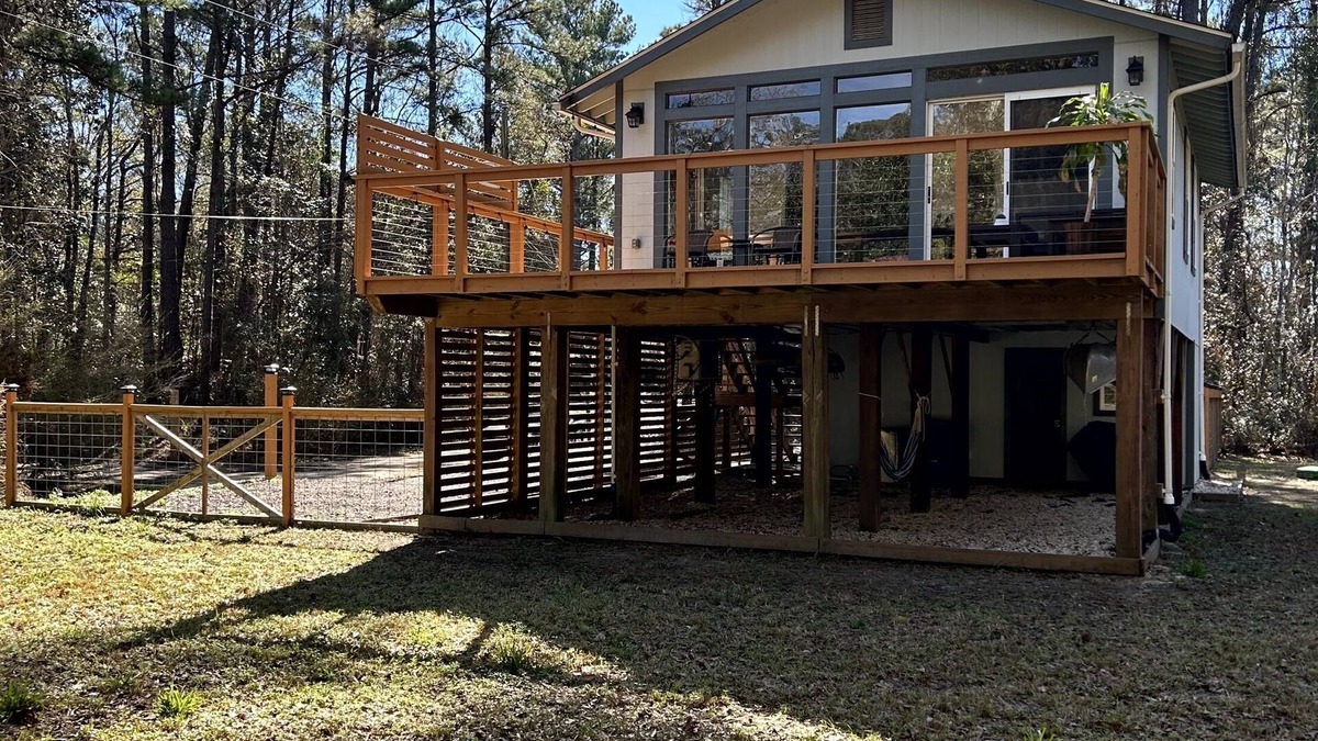 Theodore House | Cozy coastal oasis w/wooded views and wrap around deck. Close to Dauphin Island