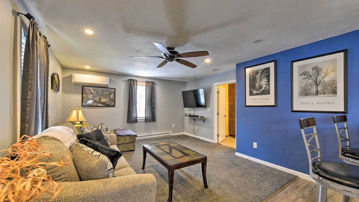 Leominster Apartment | Cozy Getaway - 10 Miles to Mount Wachusett Skiing!