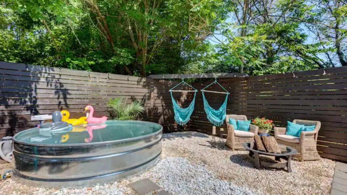 Winston - Salem House | Cozy King Blue H2O Staycation , Stock Tank Pool, Hot Tub, Fire Pit Pets OK!