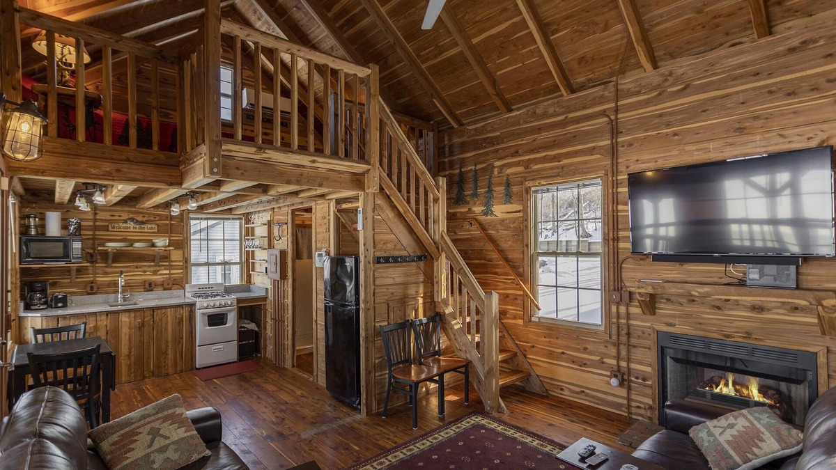 Cassopolis Cabin | Cozy Lakeside Log Cabin on Stone Lake w/50 Wooded Acres & Trails.