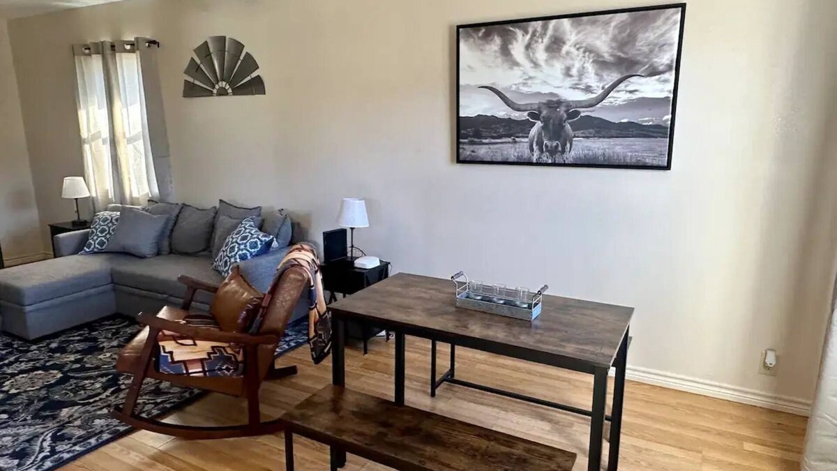 Sayre House | Cozy modern small town apartment pet and child friendly large parking