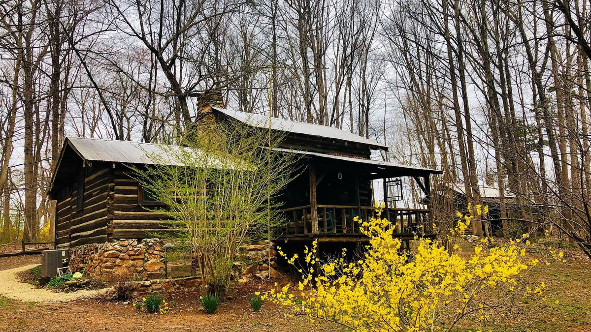 Elkin Cabin | Creek front family friendly rustic log cabin in the heart of NC wine country