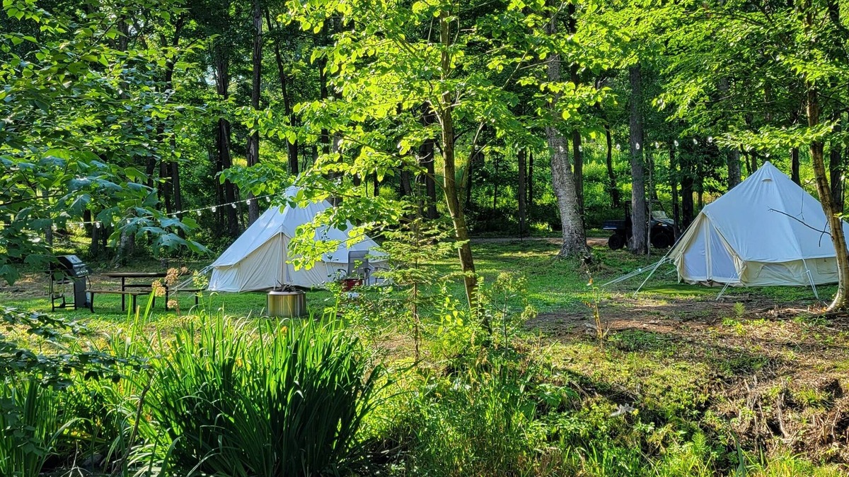 St Croix Falls RV Rental | Creekside Group Glamp Site at Big Rock Creek!