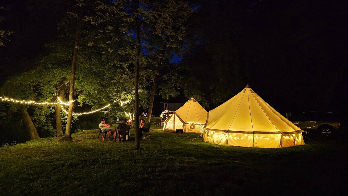 St Croix Falls RV Rental | Creekside Group Glamp Site at Big Rock Creek!