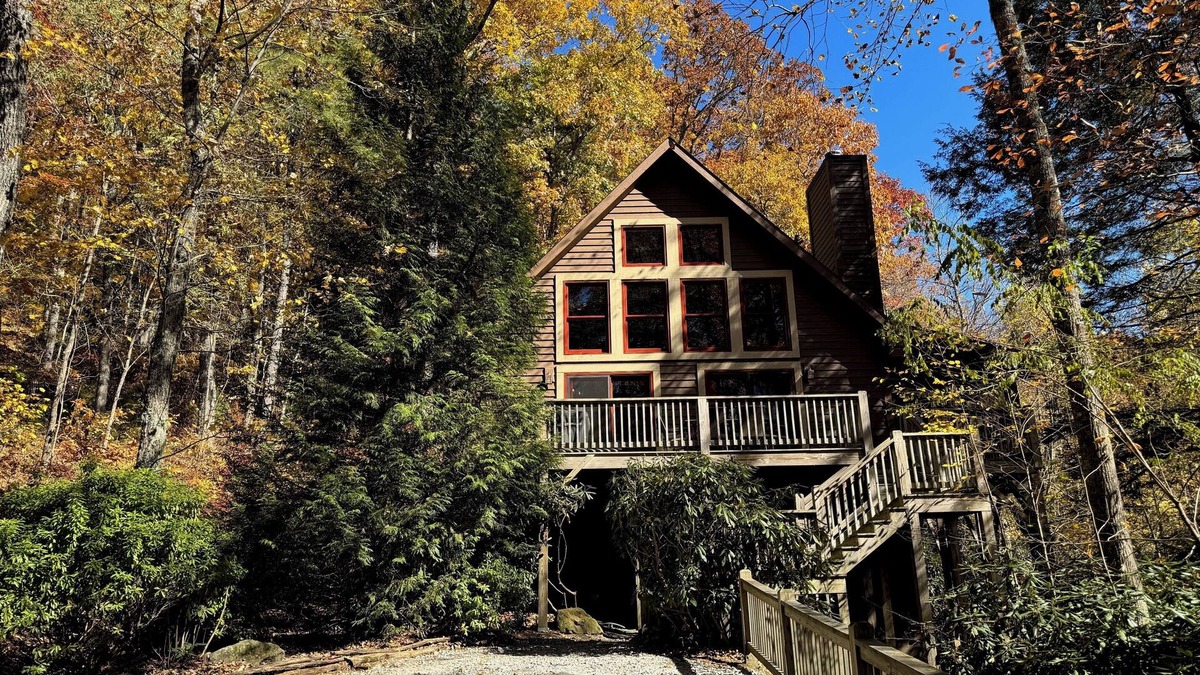 Wildwood Mountain Cabin | Creekview Cabin | Screened Porch With Indoor Wood Burning Fireplace