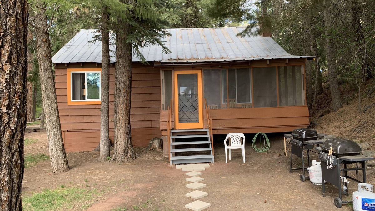 Bayfield Cabin | Croll Cabins-Armstrong Library- #5 at Vallecito Lake, private lawn, great views!