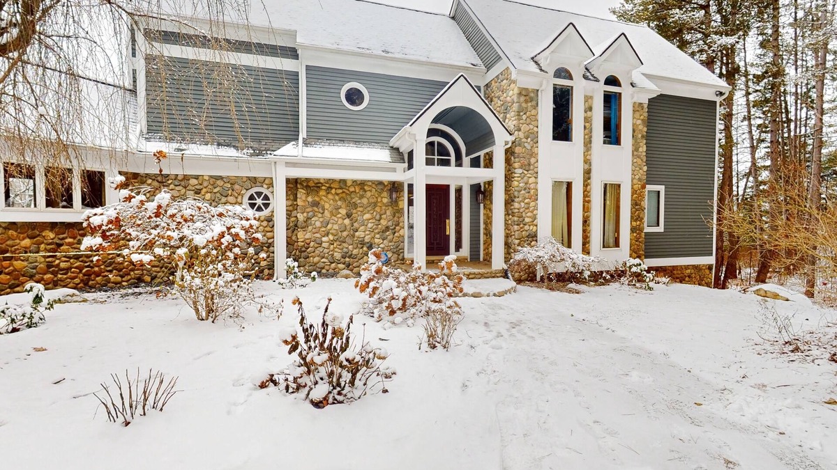 Metamora House | Custom dog-friendly home with private swimming area, fireplace, gym, grill, deck