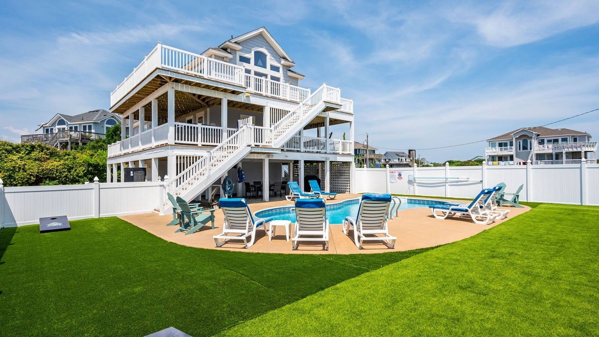 Corolla Village House | Da Kine By Da C: Dog-Friendly, Oceanside Home in Ocean Sands, Private Heated Pool