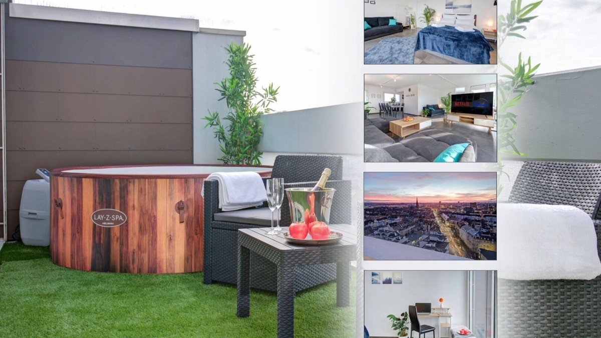 Oststadt Apartment | Das Penthouse - Jacuzzi - BBQ - Dachterrasse - Parkplatz - Panoramaausblick