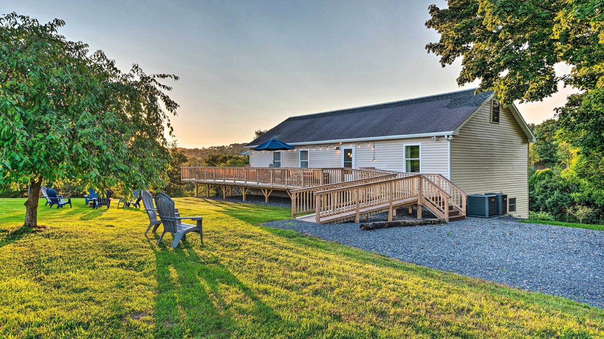 Rebuck House | Deck & Game Room: Home in Pennsylvania Countryside