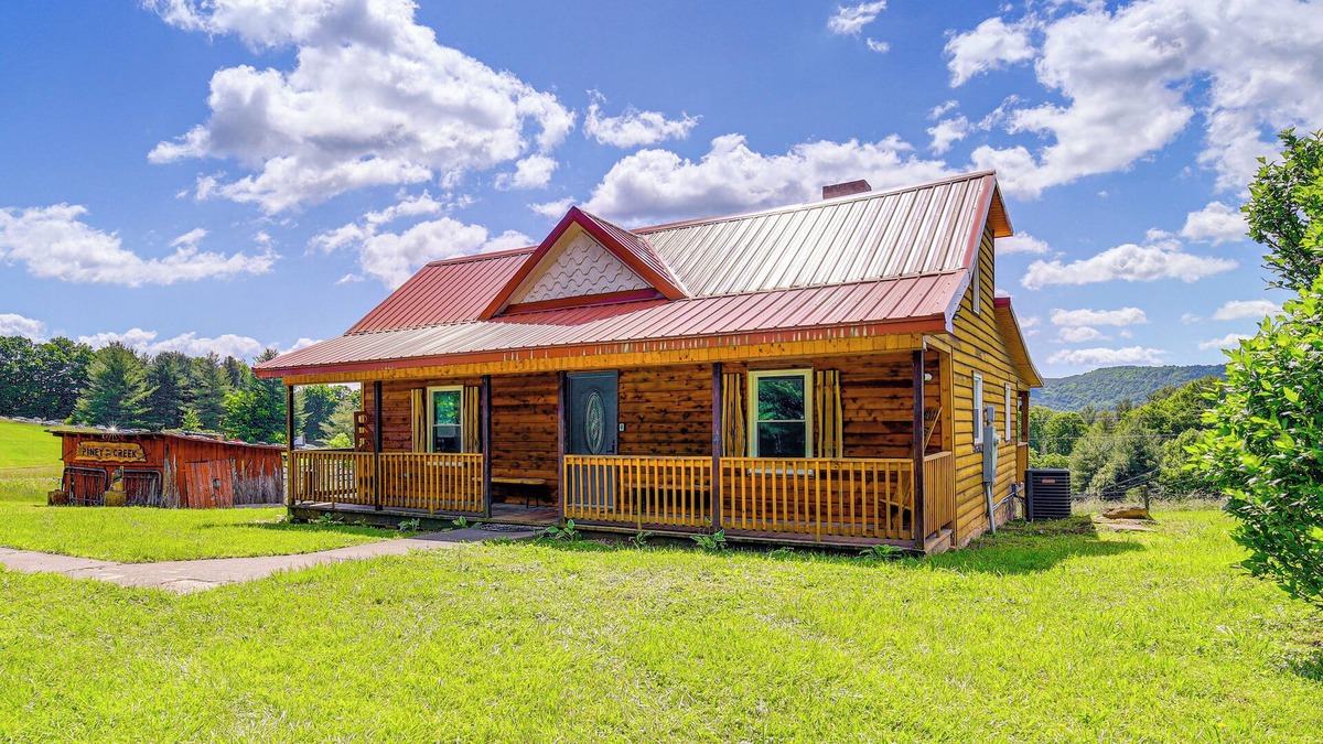 Piney Creek Cabin | Deck & Scenic View: Historic Cabin in Piney Creek!