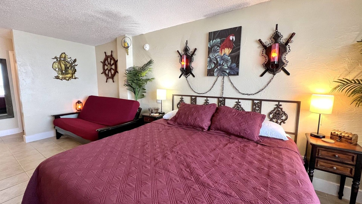 Daytona Beach Shores Apartment | Direct Oceanfront Pirate Themed, King Bed, Balcony Closed, close to everything!