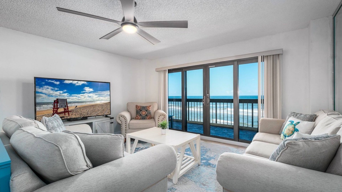 Ormond-by-the-Sea Condo | Direct oceanfront corner with private balcony, heated beachfront pool and garage parking