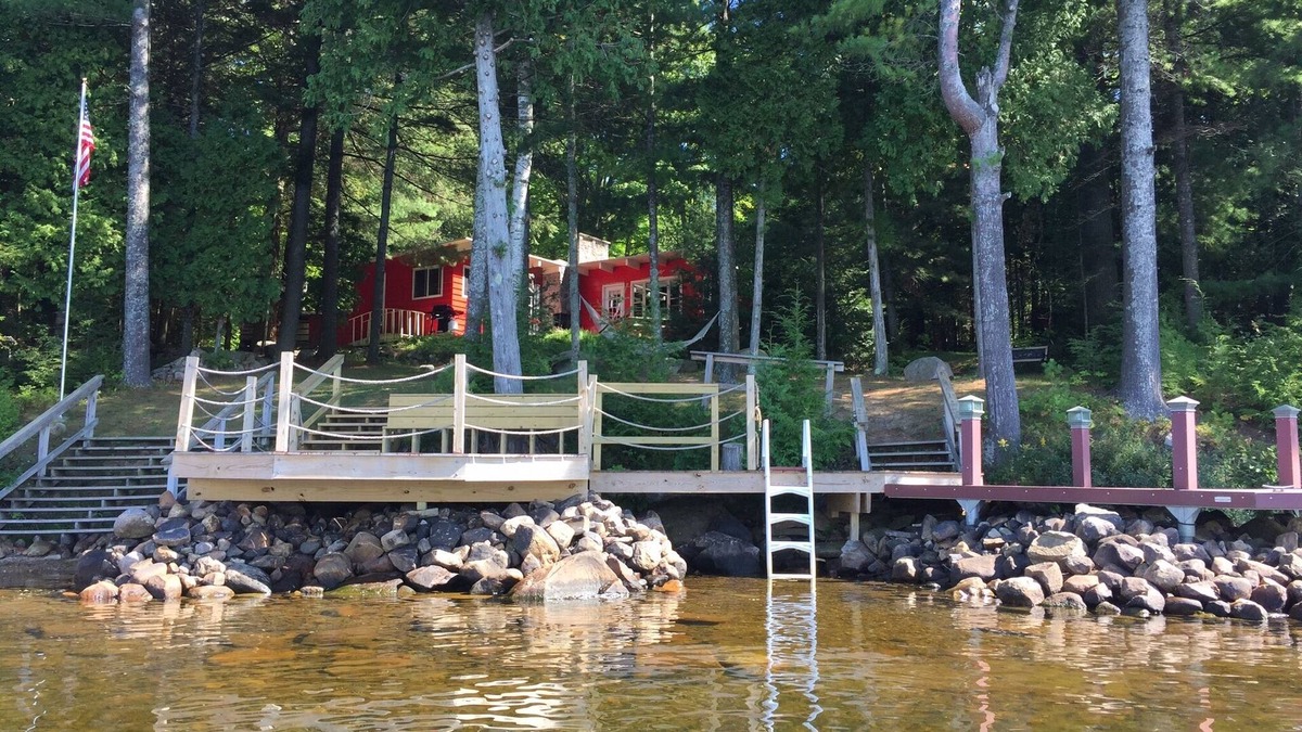 Lyon Mountain Cabin | Direct waterfront overlooking forever wild forest on a hidden dead end street