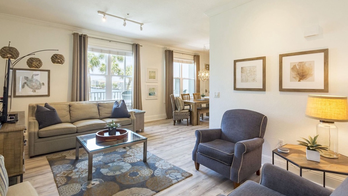 Clearwater Beach Condo | Dock of the Bay-Coastal Elegance, Water Views, Pool, Dock, Walk Everywhere!