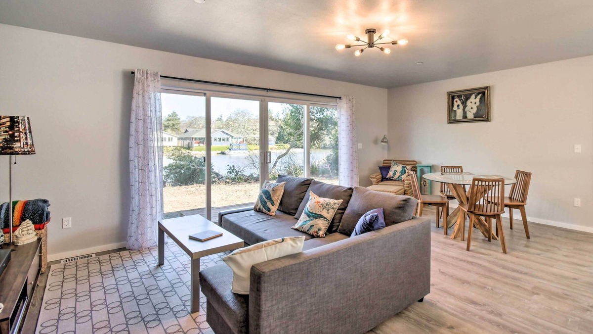 Ocean Shores House | Dock, Water Views: Dog-Friendly Ocean Shores Home!