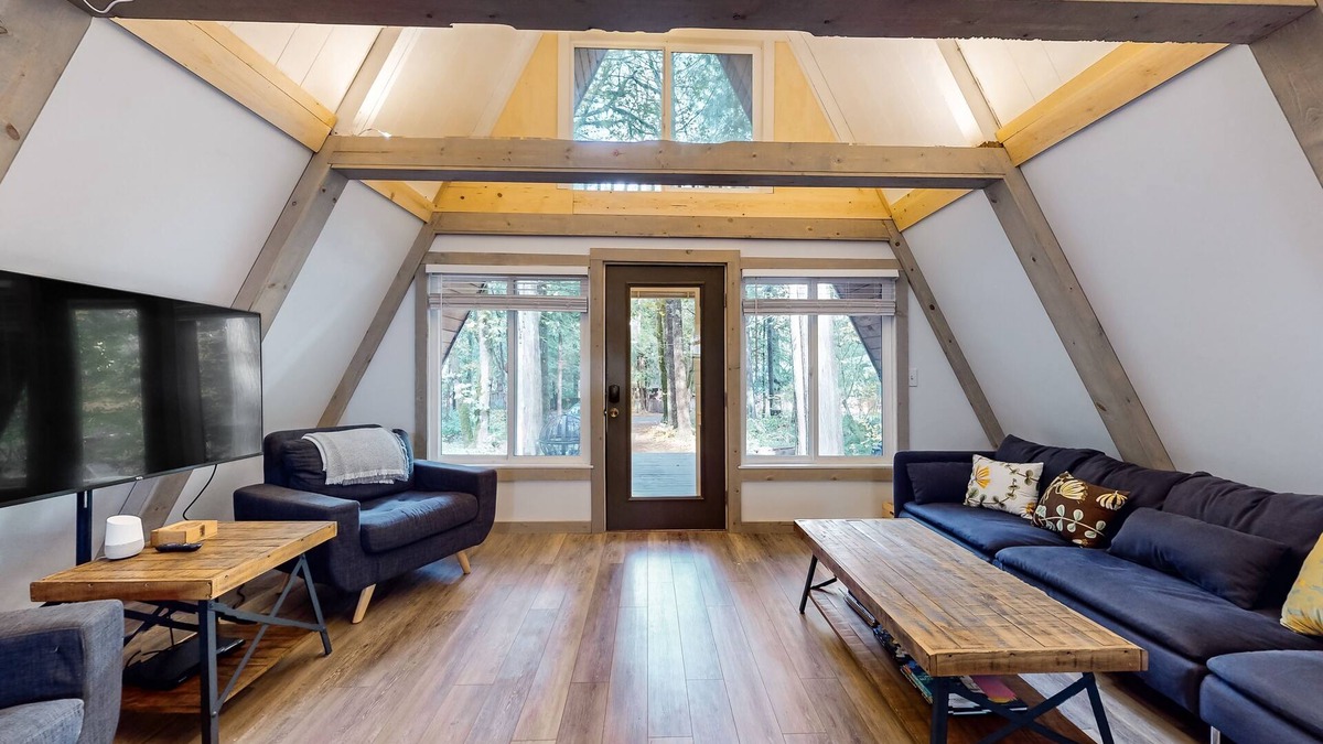 Marmot Cabin | Dog-friendly A-frame near the river with game room, firepit, wood stove, & grill
